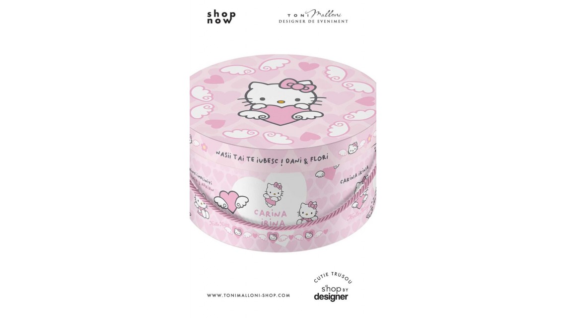 Cutie trusou botez rotunda roz cu Hello Kitty, Kitty Sugar 1